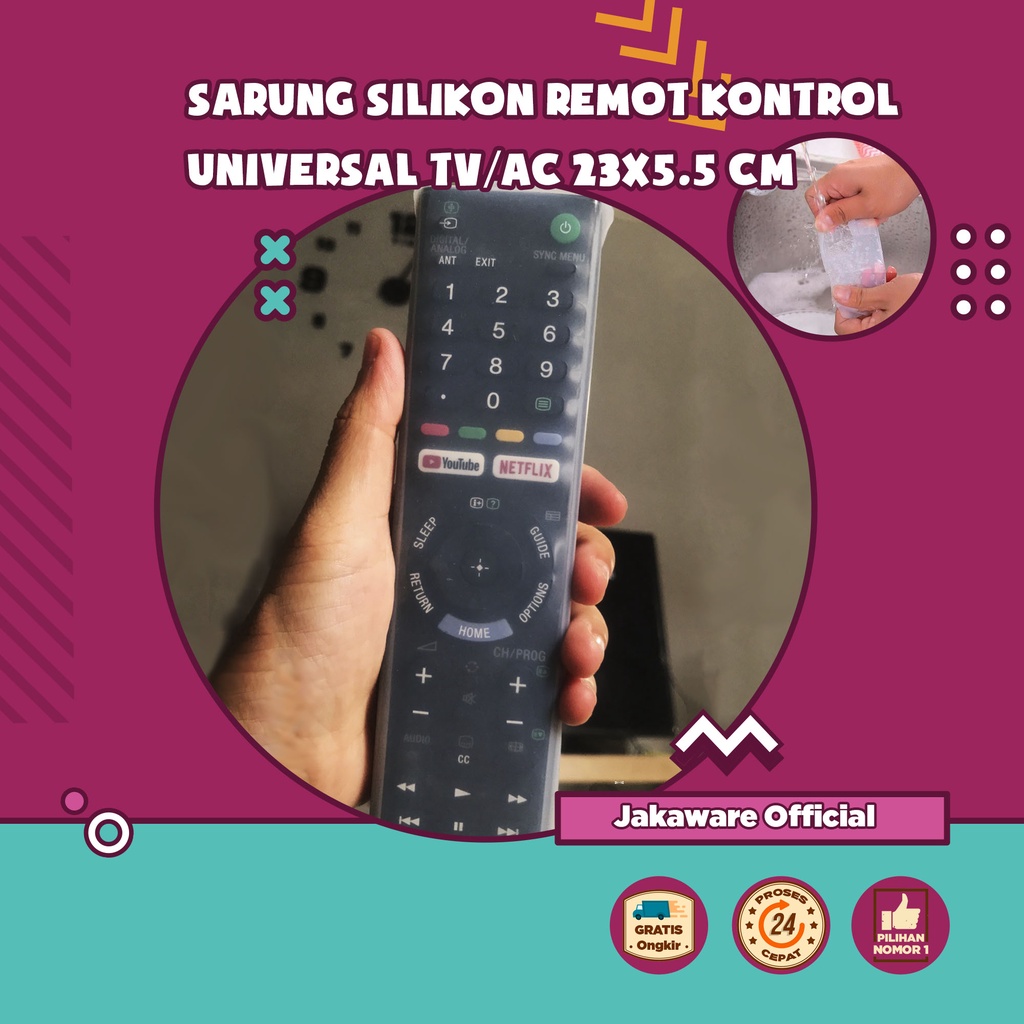 SARUNG SILIKON REMOT KONTROL UNIVERSAL TV AC 23 x 5.5 cm SILICON REMOTE TELEVISI KARET COVER CASE CA