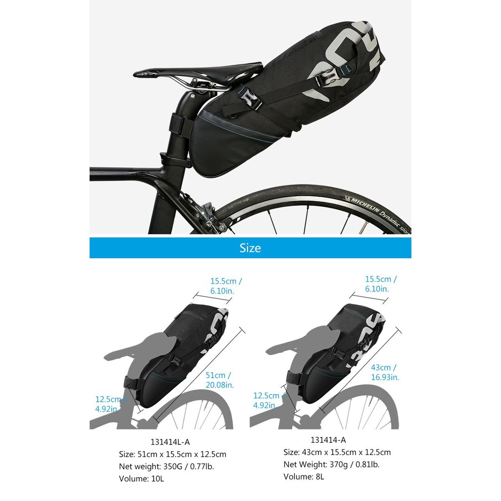 YGRETTE - Roswheel Tas Sadel Sepeda Gravel Waterproof Bag 8L 10L Liter Litre Saddle Bag Carrier