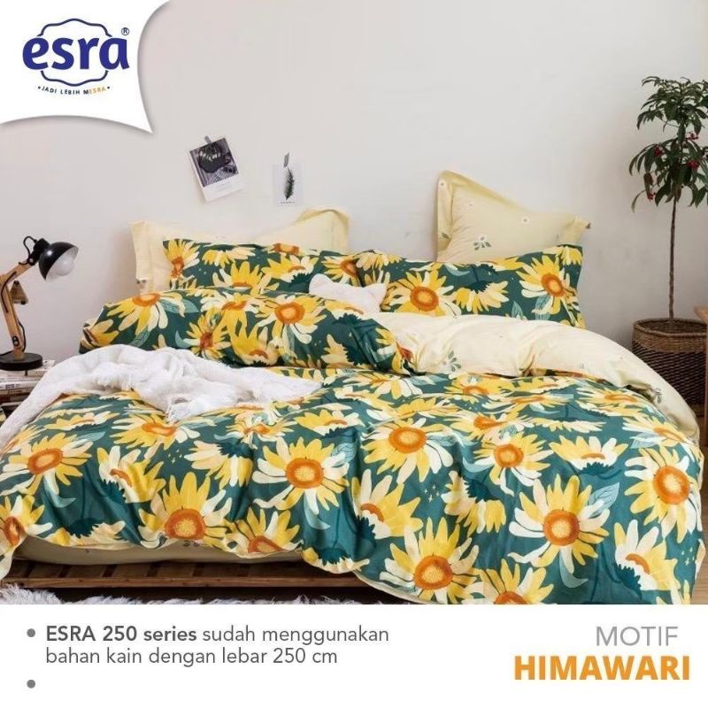 Bedcover Set Sprei katun lokal Motif Himawari Bunga matahari Uk Double 180x200 160x200 140x200 King 