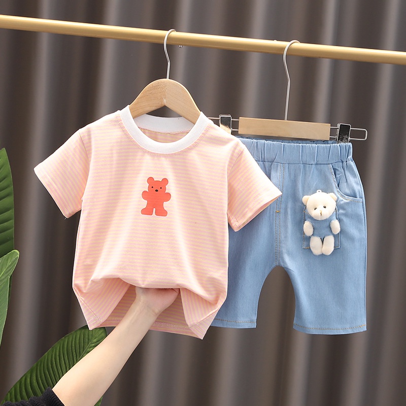 babyfit setelan BOENX CUTY oblong dengan celana jeans pendek import