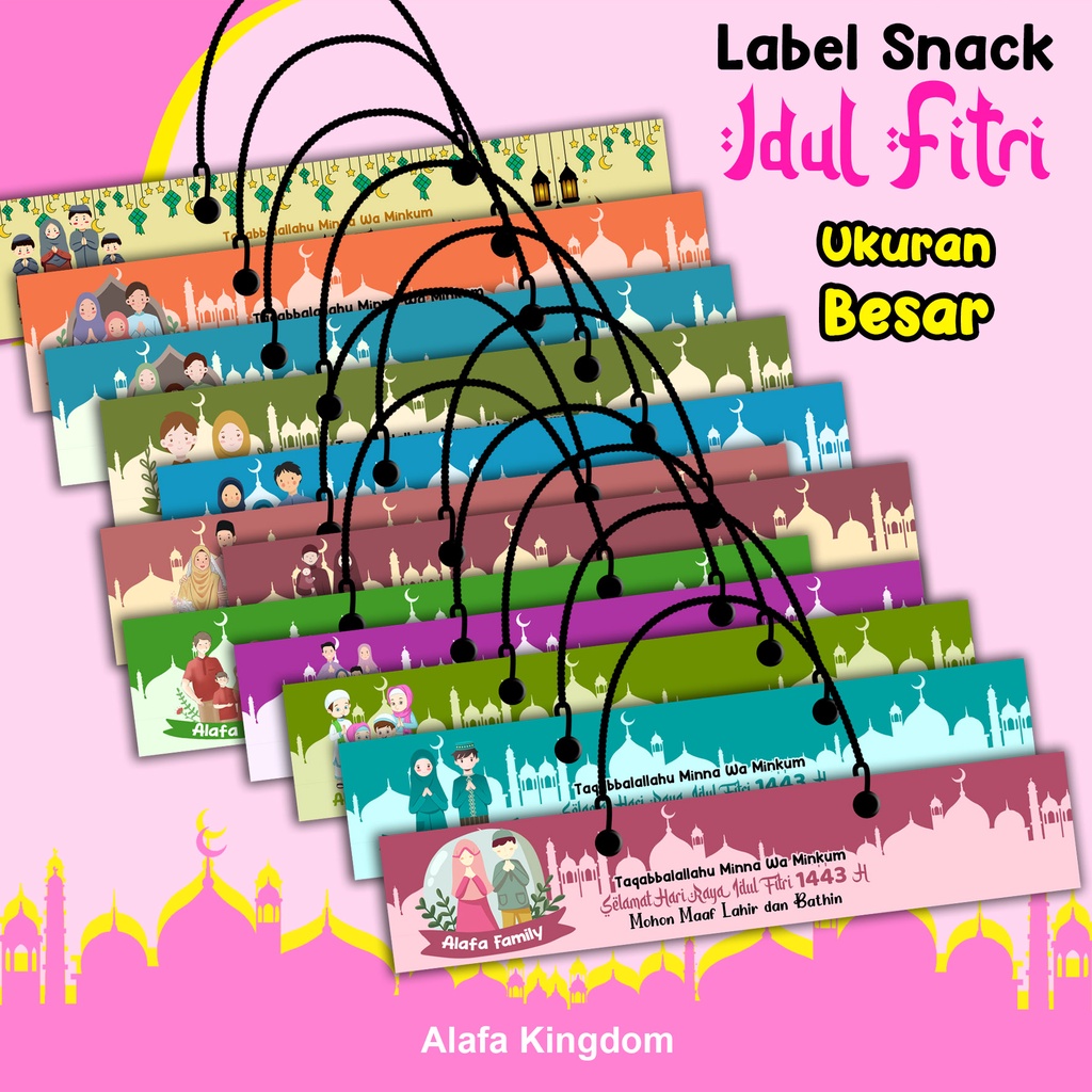 

AlafaKingdom Label+Plastik Snack Idul Fitri Ukuran Besar 20x30cm Tema Islami