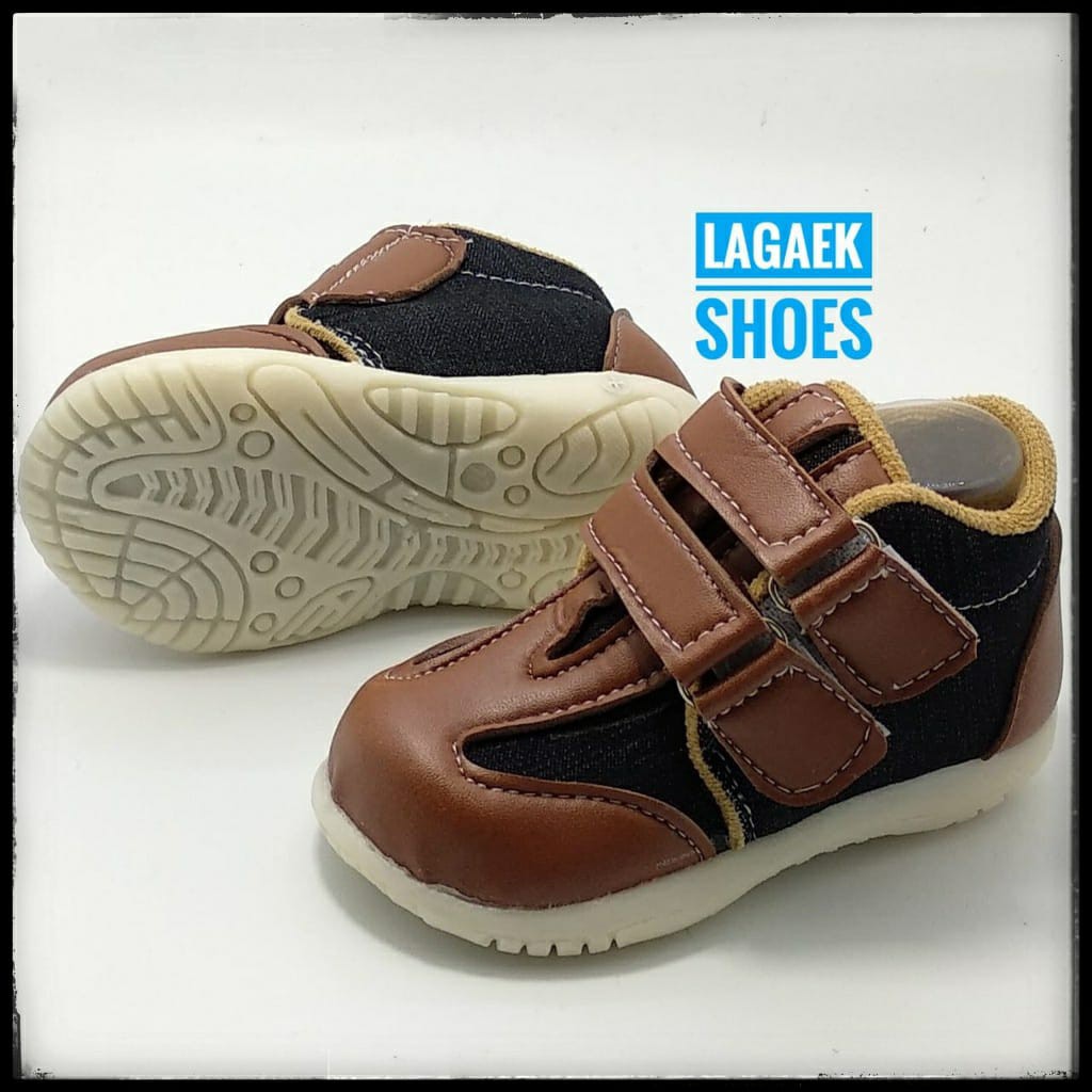 Sepatu Anak Laki Usia 1 2 3 4 Tahun Size 22 - 30 - Sepatu Boots Anak Cowok Jeans Kombinasi COKLAT SALE