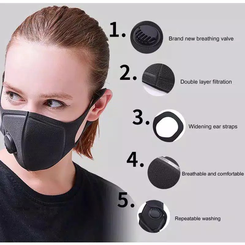 Masker model mirip scuba korea dewasa respirator valve double katup udara