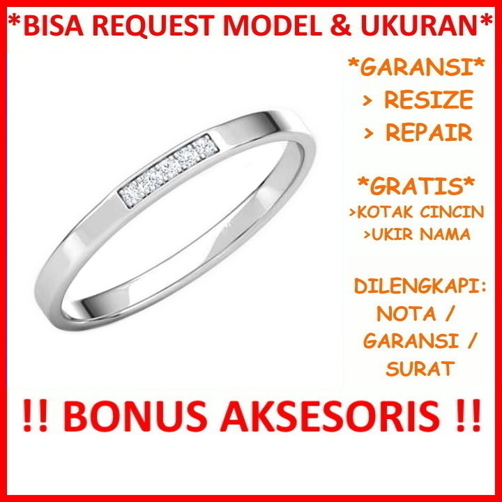 Gratis Ukir Nama Bisa Pesan Model Garansi Asli Cincin Kawin Nikah Tunangan Wanita Emas Putih Id464