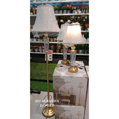 Set 3Pcs Lampu Meja Dan Lantai Harper Brass Eglare Combo Set