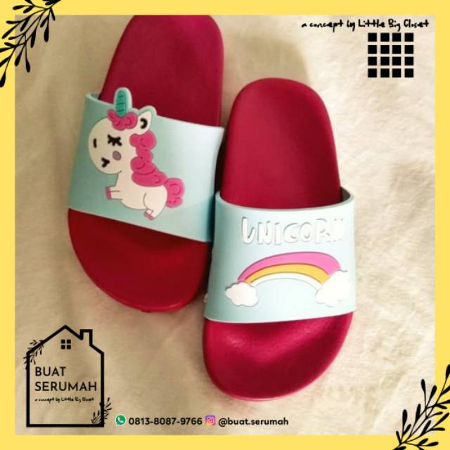 TERLARIS Sandal  anak selop kokop karet  unicorn Shopee 