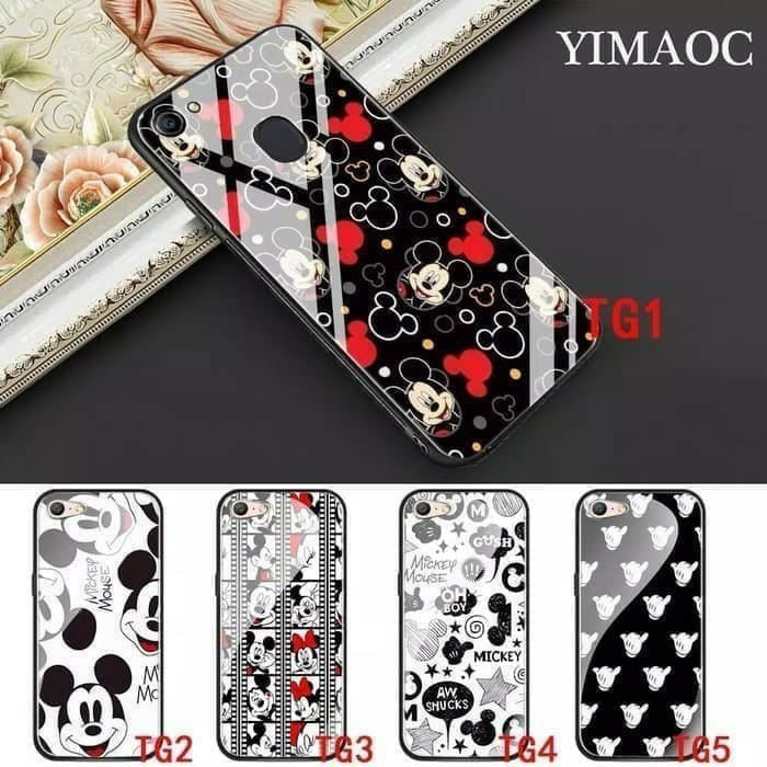 IPHONE 8 , 8+ , X ,  XR , XS , XS MAX PREMIUM CASE CASING GLASS MOTIF MICKEY MOUSE 2