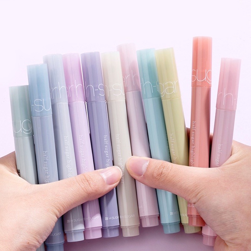 6pcs / Set Highlighter Warna Morandi Kapasitas Besar