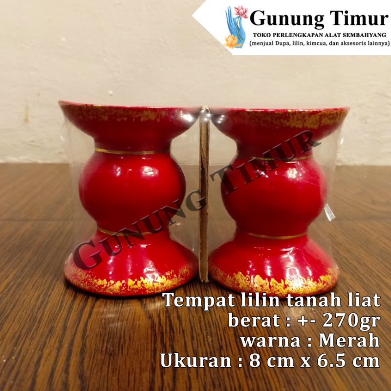 Tempat lilin tanah liat / Candle Holder Kualitas bagus warna merah