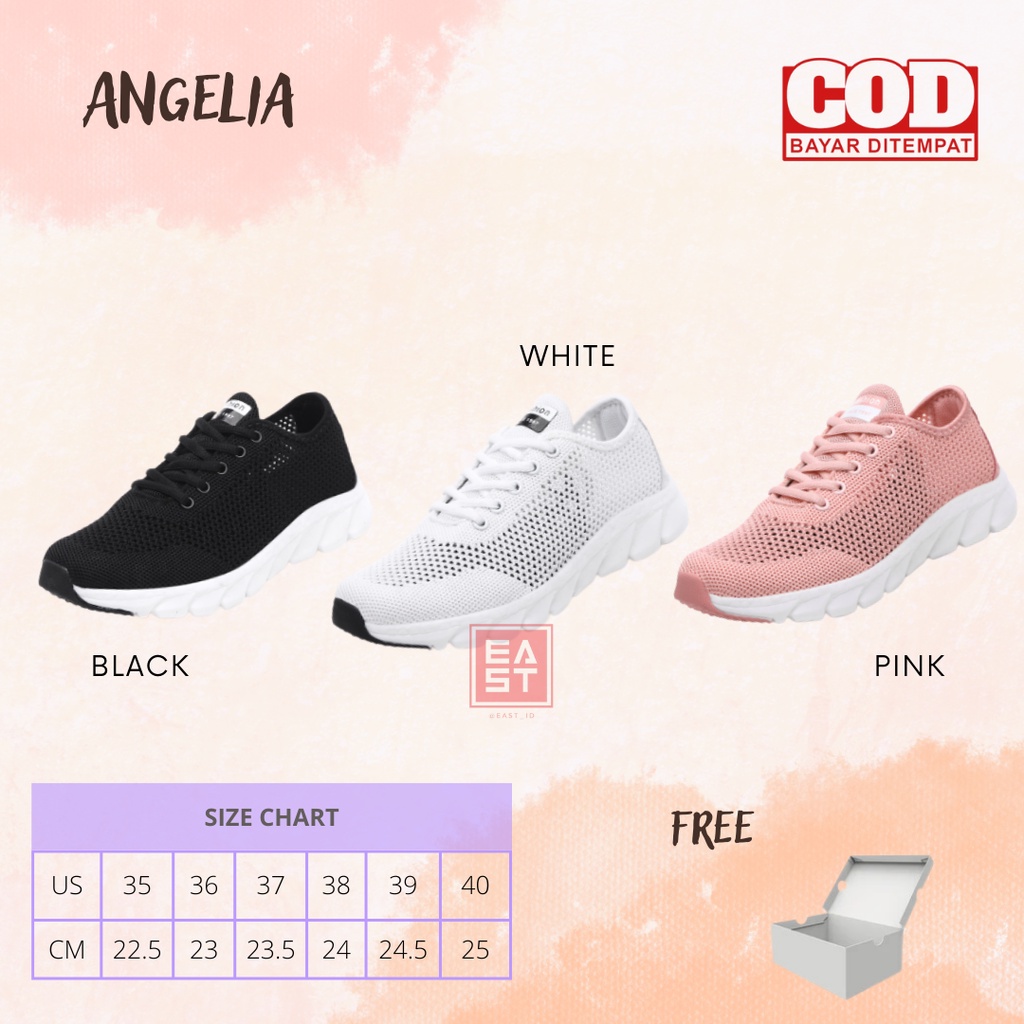 Sepatu Angelia Sneakers Kanvas Wanita Casual Import Korea Sport