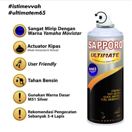 Cat Semprot Pilox Sapporo Ultimate M65 Movistar Blue 400cc Biru Yamaha Pylox Pilok