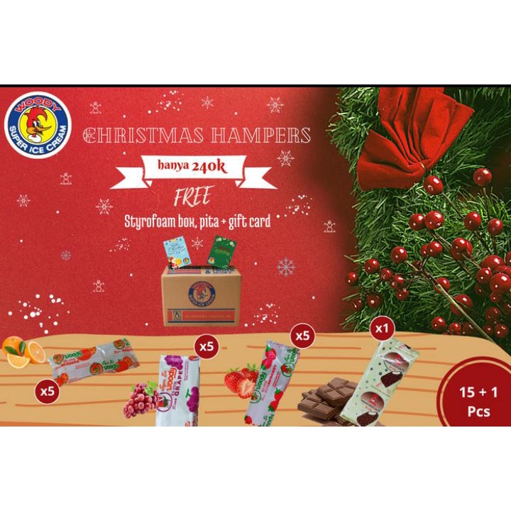 

WOODY CHRISTMAS HAMPERS / HAMPERS NATAL / PARCEL ISI 16 PCS