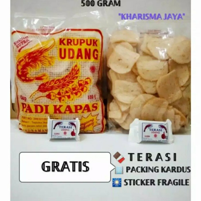 

TERLARIS Kerupuk Udang Padi Kapas Kancing 500gr GRATIS TERASI