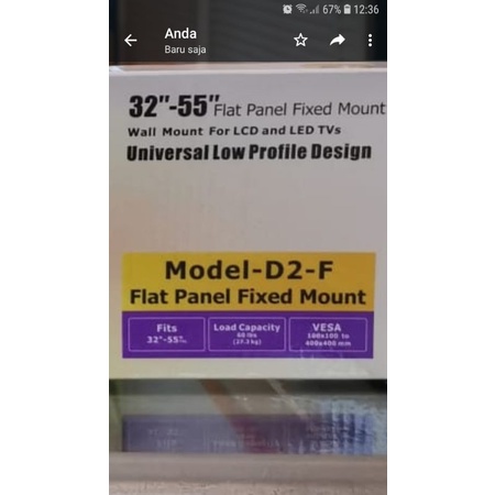BRACKET LED TV NORTH BAYOU NB D2-F  32 &quot;- 55&quot;  / D2-F 32-55