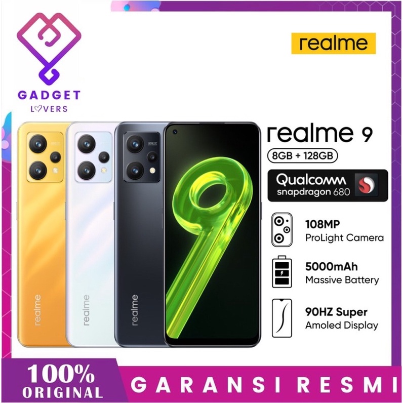 Realme 9 4G 8GB + 128GB Garansi Resmi Realme Indonesia