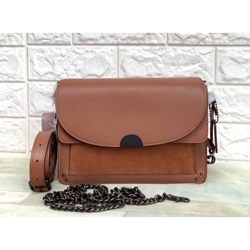 Coach Dreamer Shoulder Bag Mix Suede Saddle