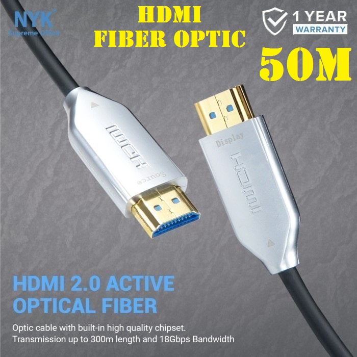 NYK 50M Kabel Active Fiber Optic HDMI 2160P ULTRA HD 4K 50M