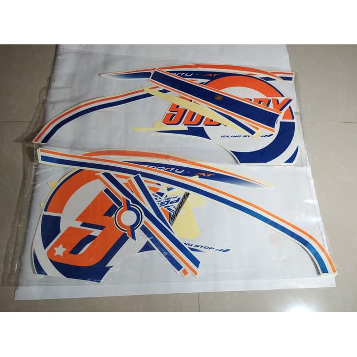 Stiker Bodi &amp; Lis Body &amp; Striping Scoopy 2014 Sporty Putih Biru