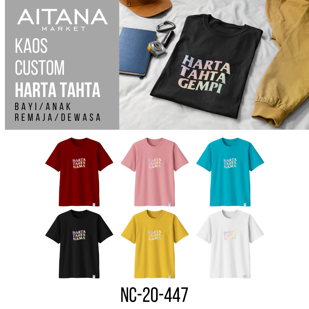 Baju Kaos Custom Harta Tahta Nama Untuk Bayi dan Anak Bahan katun Combed 30s Lembut dan Nyaman