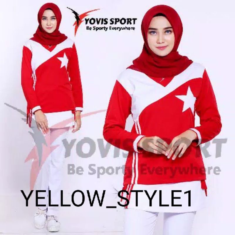 Termurah Yovis Sport Setelan Baju Senam Aerobik / Baju Setelan Senam Wanita Muslimah /One Set