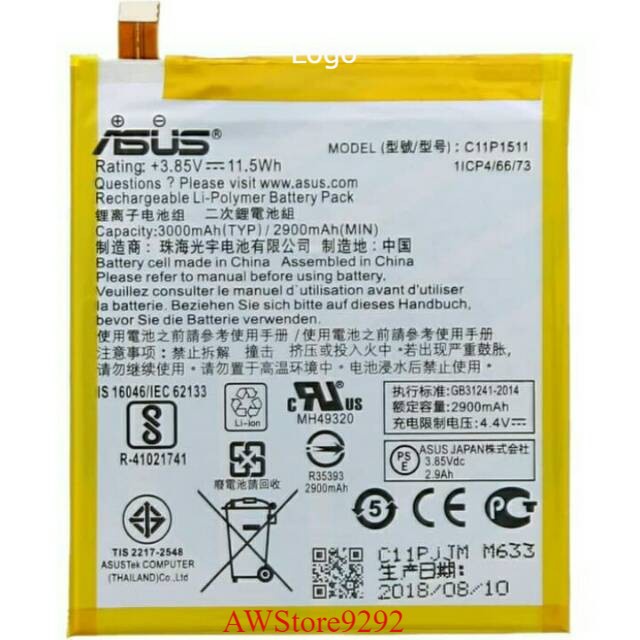 Mcom Battery Batre Baterai Double Power Mcom ZENFONE 4 Selfie 5.5 ZD553KL C11P1511 -Socket Lurus