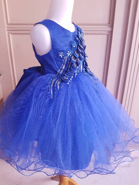 GA2557 PAMELA DRESS BLUE gaun pesta ulang tahun anak perempuan flower girl tutu megar biru imlek