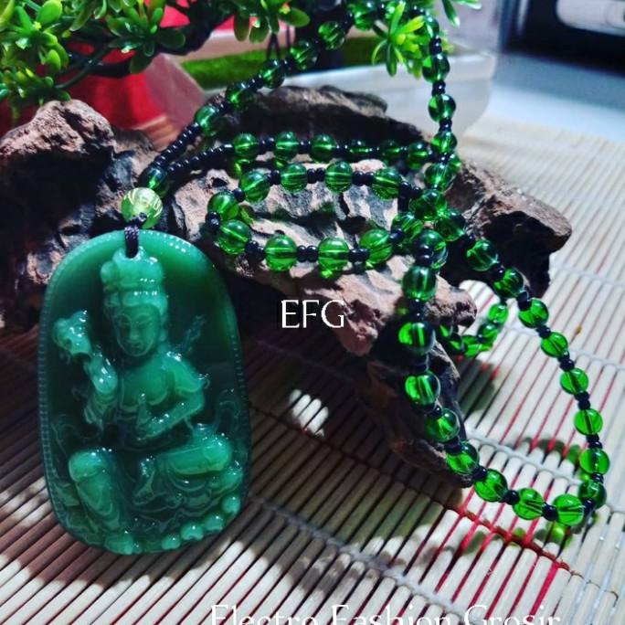 Best Product Kalung Liontin Batu Giok Ukir Dewi Kwan Im - Handmade - Paling Diminati