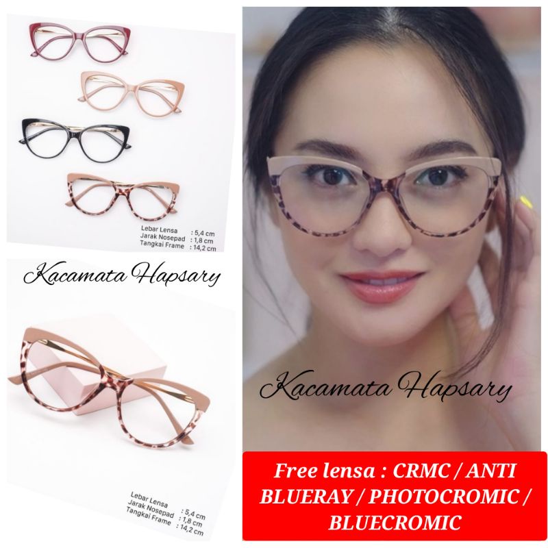 KACAMATA MINUS FRAME OZORA LENSA ANTI RADIASI KOMPUTER | KACAMATA WANITA CAT EYE | KACA MATA ANTI UV