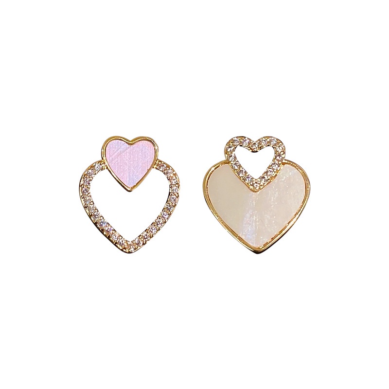 YEEZII Anting Tusuk Gantung Desain Hati Hollow Hias Kristal Warna Putih Untuk Wanita