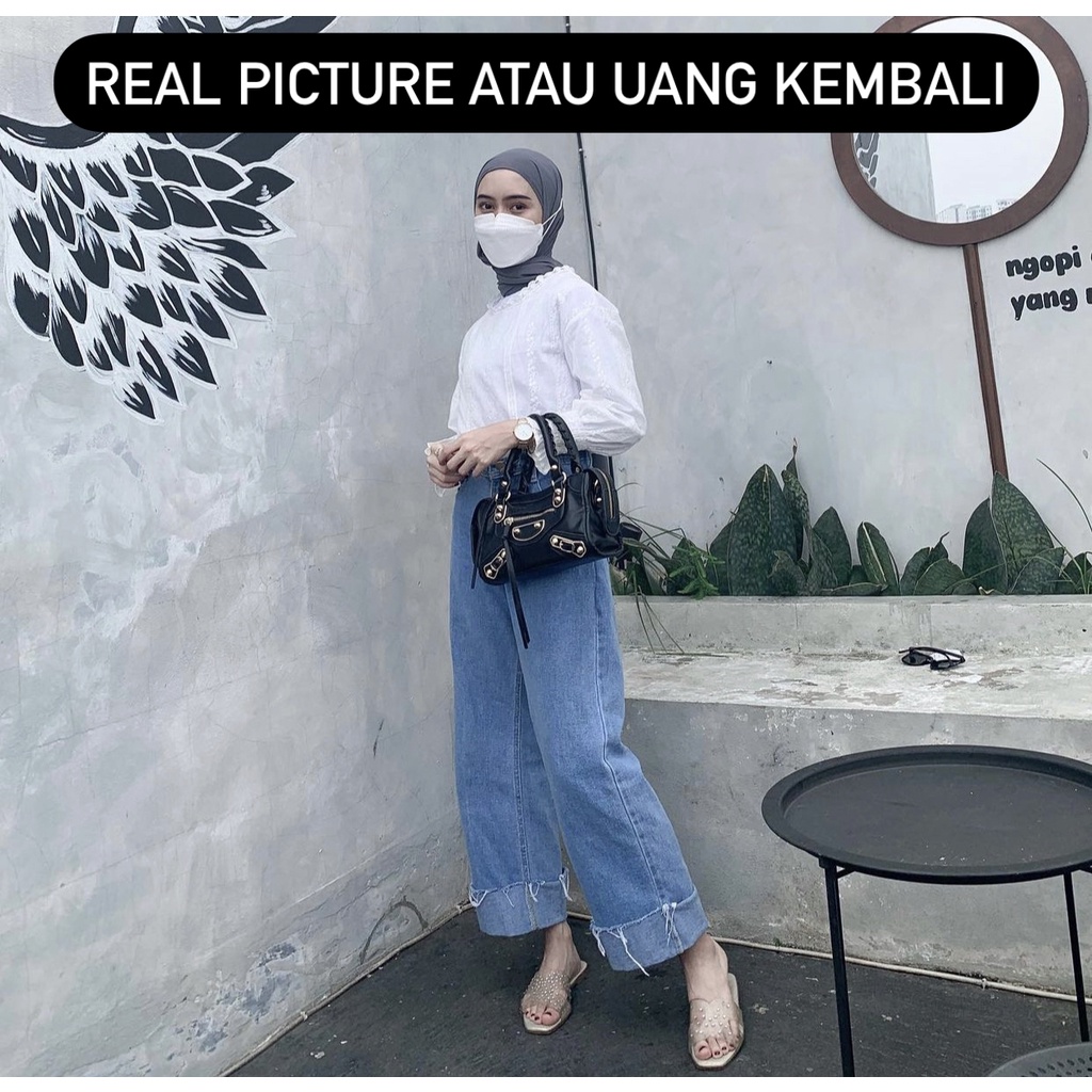 Kulot Jeans Lipat Unfinish READY Kulot Jeans Raisa Ripped Loose Jeans Polos Jumbo Kulot Jeans Premium