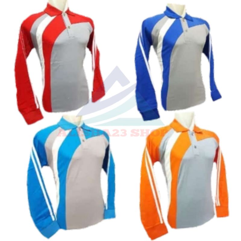 KAOS OLAHRAGA PRIA/WANITA  BERKERAH LENGAN PANJANG BAJU BERKERAH TANGAN PANJANG KOMBINASI WARNA UNIS