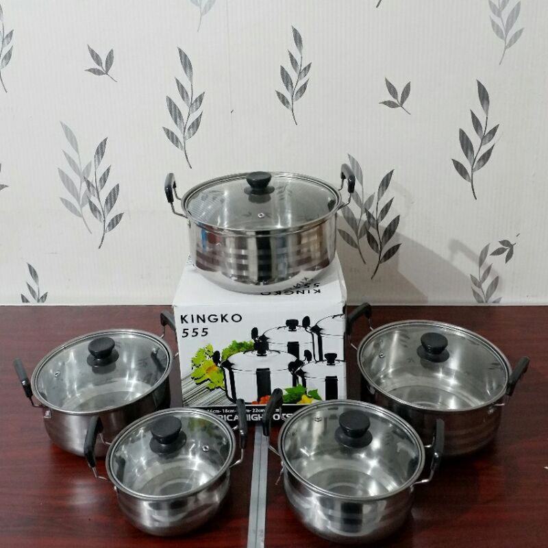 Panci Set 5 Pcs Tutup Kaca Non Steamer Kingko 555