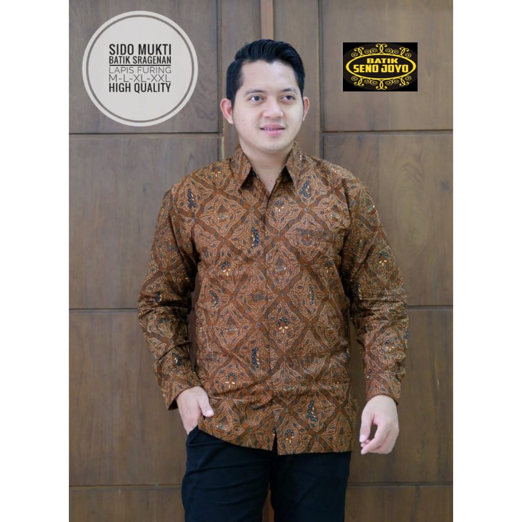 SIDO MUKTI BAJU kemeja batik pria lengan panjang terbaru ORIGINAL BATIK SOLO PENDEK modern PREMIUM