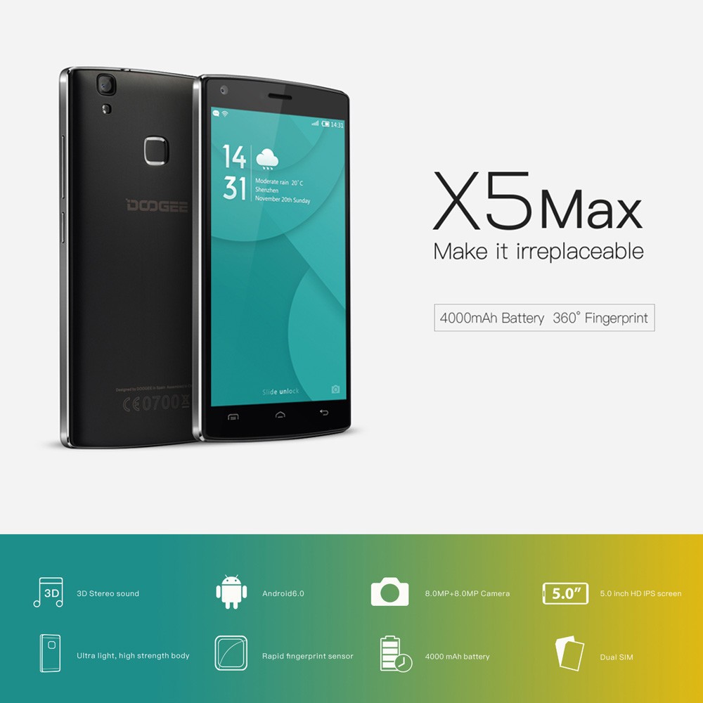 DOOGEE X5 MAX  4000mAh Smartphone 5.0\