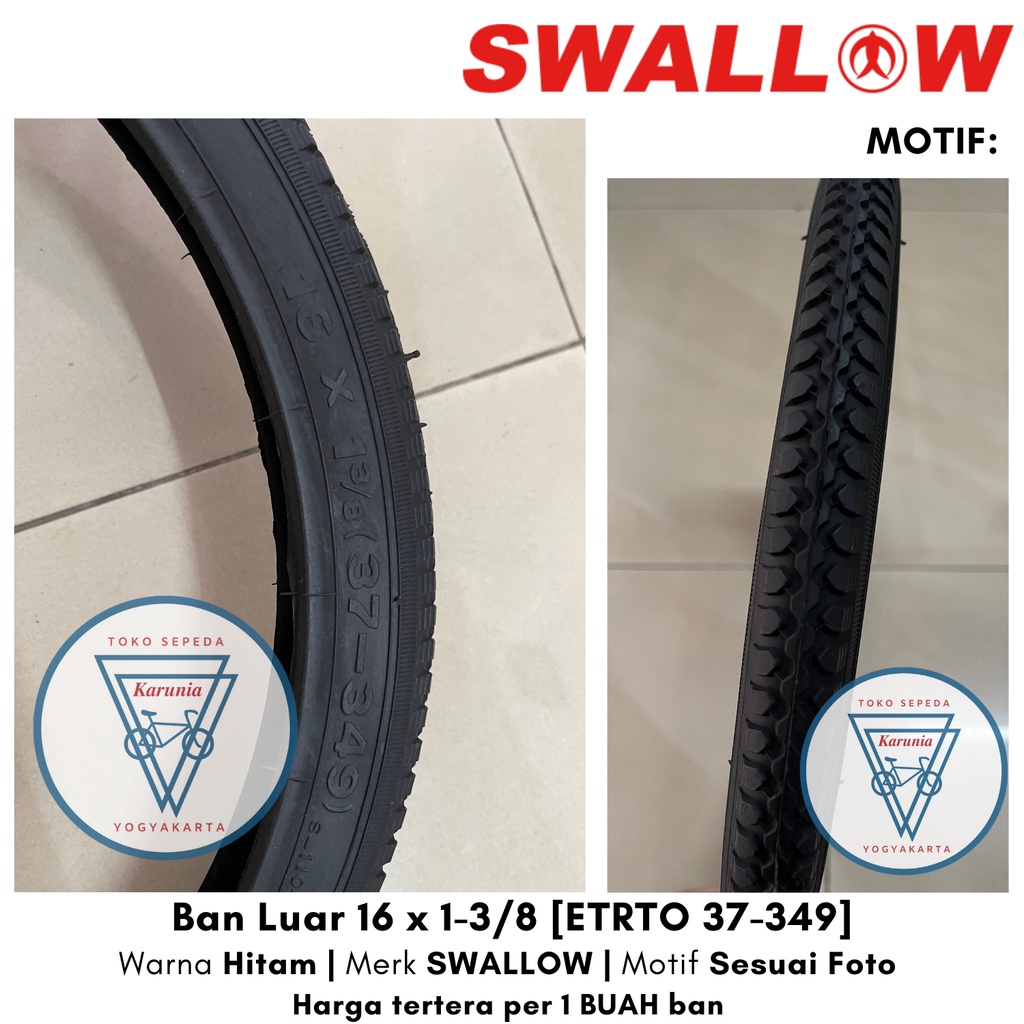 Ban Luar 16 x 1 3/8 Swallow - ETRTO 37-349 / 16 plus - Sepeda Lipat