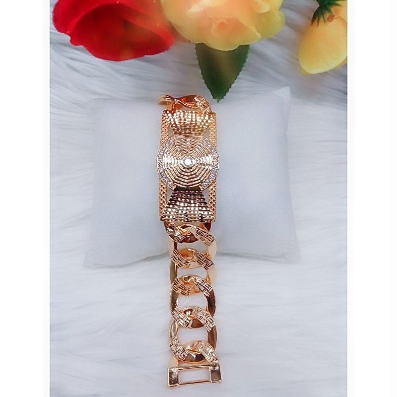 Gelang Xuping Lapis Emas 24K Rantai Plat Super Mewah .