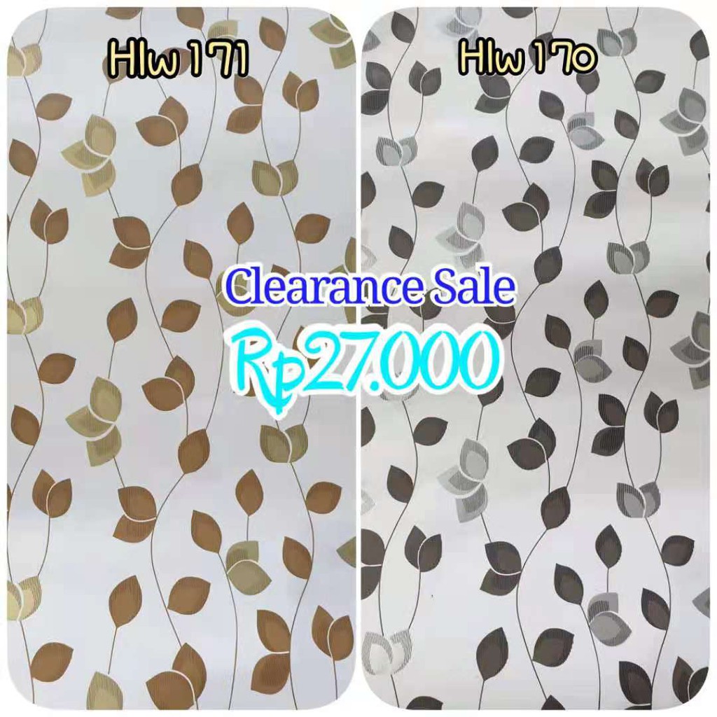 Wallpaper Sticker Dinding Daun Cream &amp; Hitam