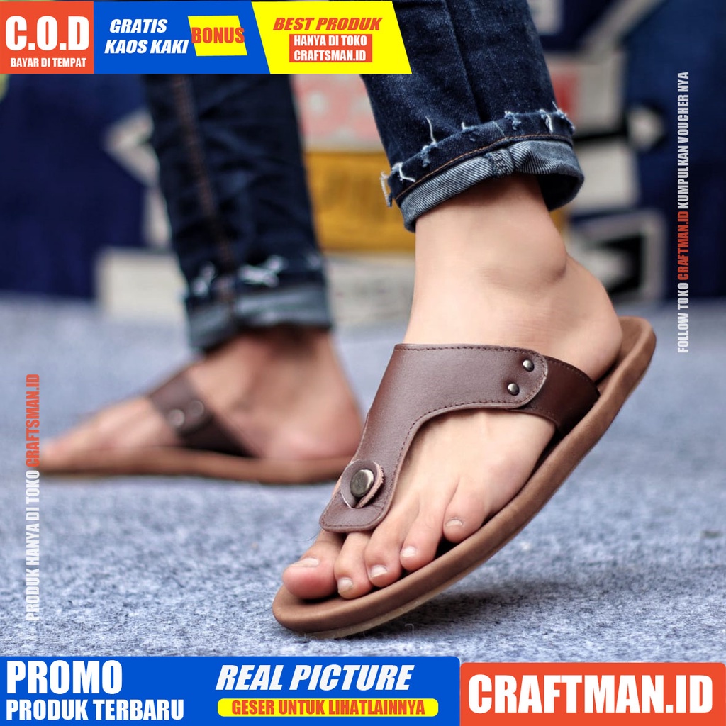 CRATFS CLOVERS Sandal Pria Sandal Jepit Pria Sandal Kulit Pria Sandal Original Pria Sandal Murah Pria