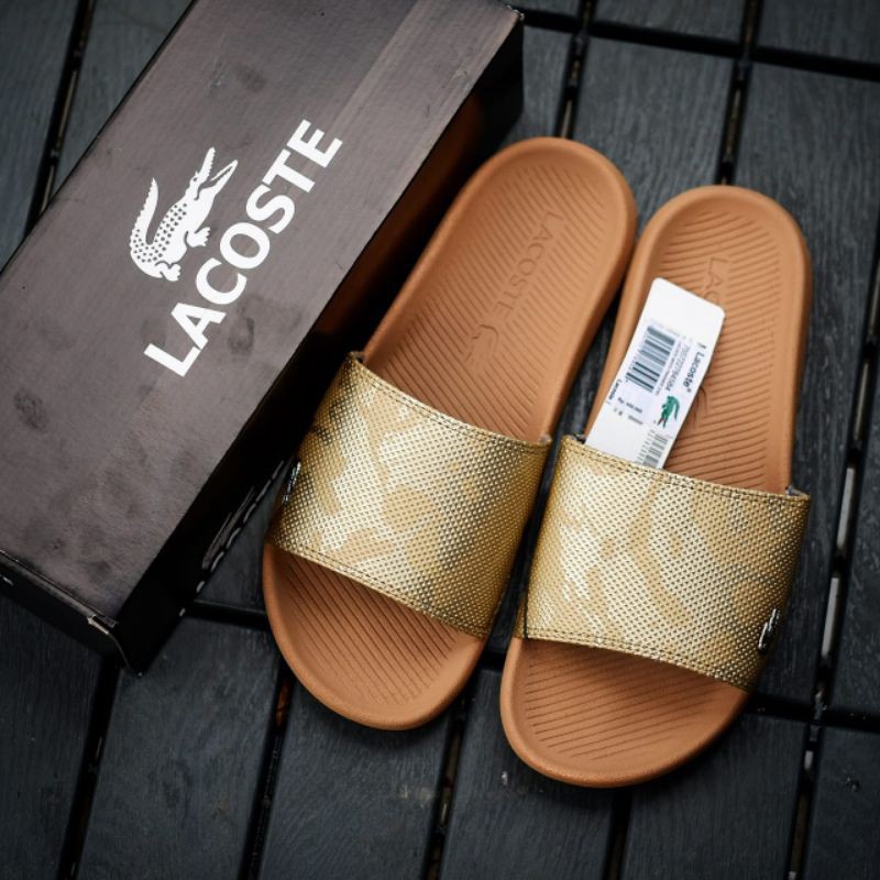 SALE TERMURAH SANDAL PRIA LACOSTE GOLD BROWN ORIGINAL BNIB