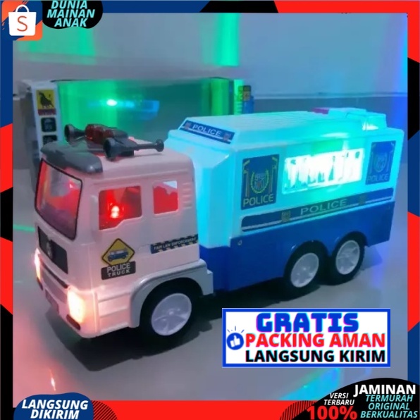 Mobilan Truck Polisi Berlampu Bersuara Bump And Go / Mainan Anak Laki Laki  JY687