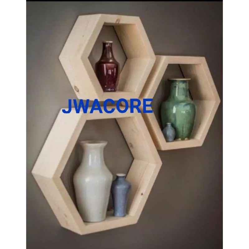 RAK DINDING SEGI ENAM HEXAGONAL 1SET 3PCS