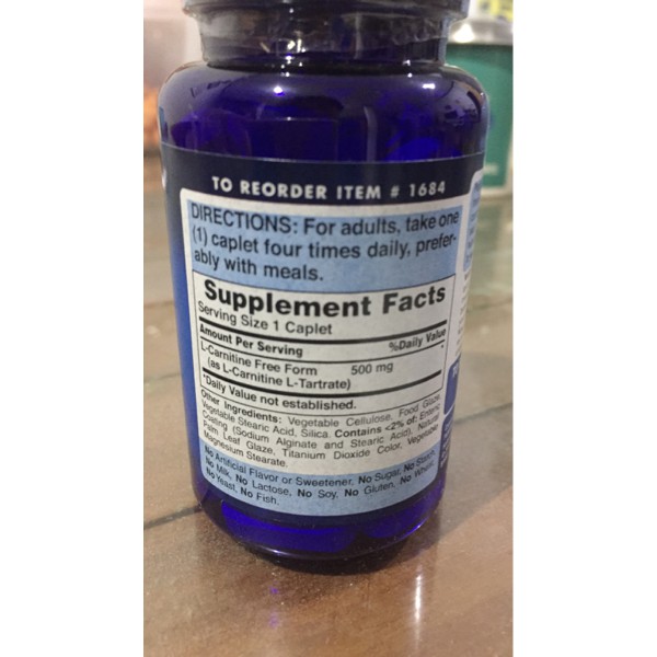 L-CARNITINE 500 mg - PEMBAKAR LEMAK-PURITAN USA