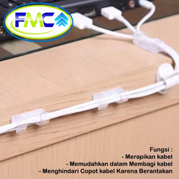 Kabel Organizer Cable Clip Klip Tempel Dinding Meja Kursi Kayu Penjepit Pengikat Perapih Jalur Sudah Ada Double Tape