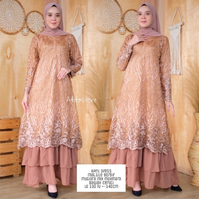 April Dress Ori Afifa Dress Brokat Busui Fit M To Xxl Baju Lebaran Model Baru Gamis Brokat Shopee Indonesia