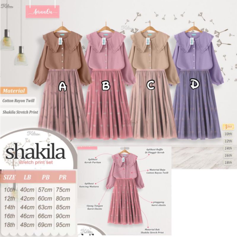 SHAKILA strecth Print Set by Aeraaqu Setelan Blus Rok Kekinian Remaja dan Dewasa