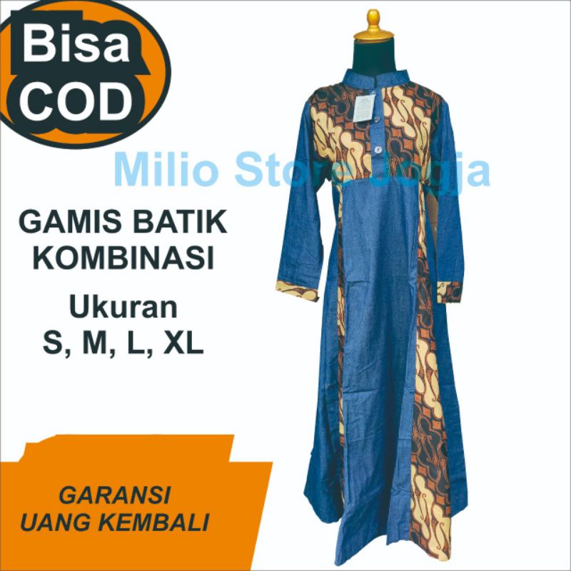 gamis busui batik kombinasi, gamis batik moderen kekinianbaru