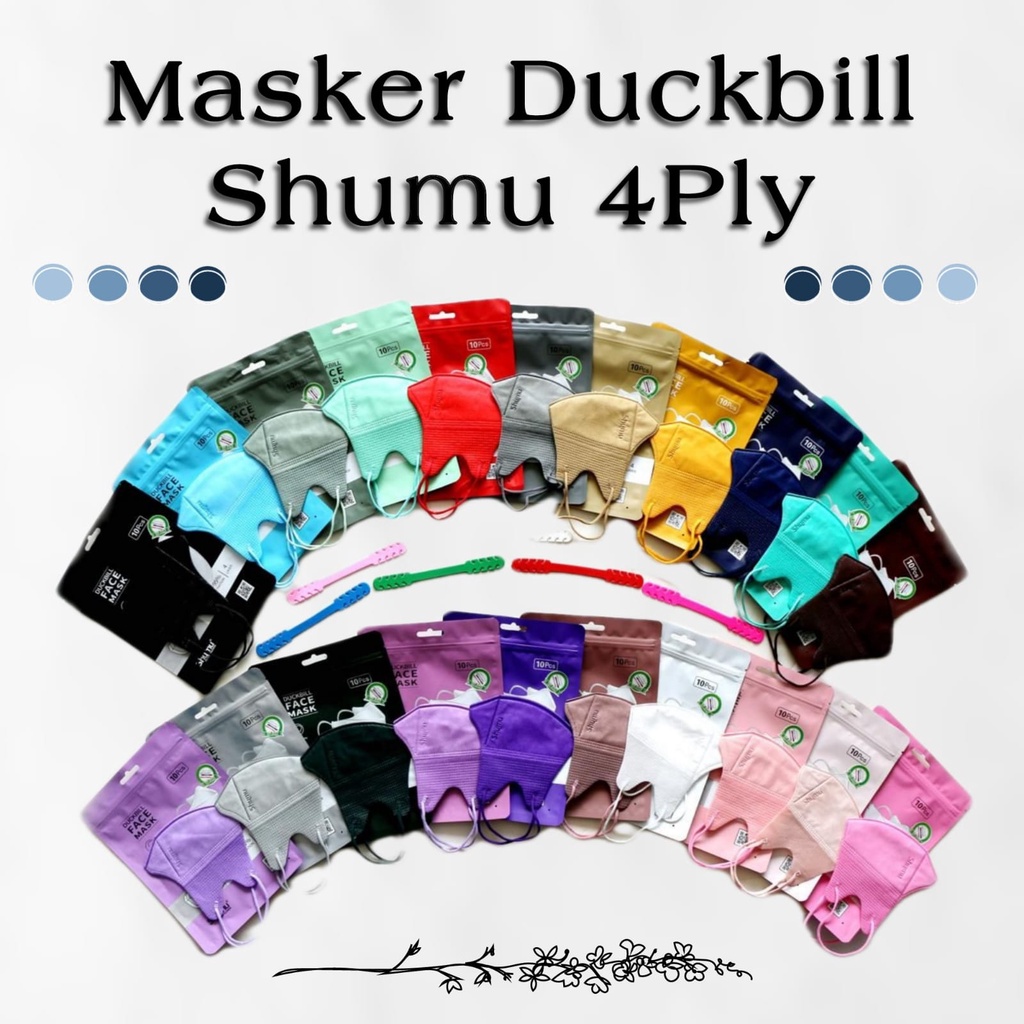 Pack 10Pcs - Masker Duckbill SHUMU Premium 4 Ply | Masker Duckbill 4Ply
