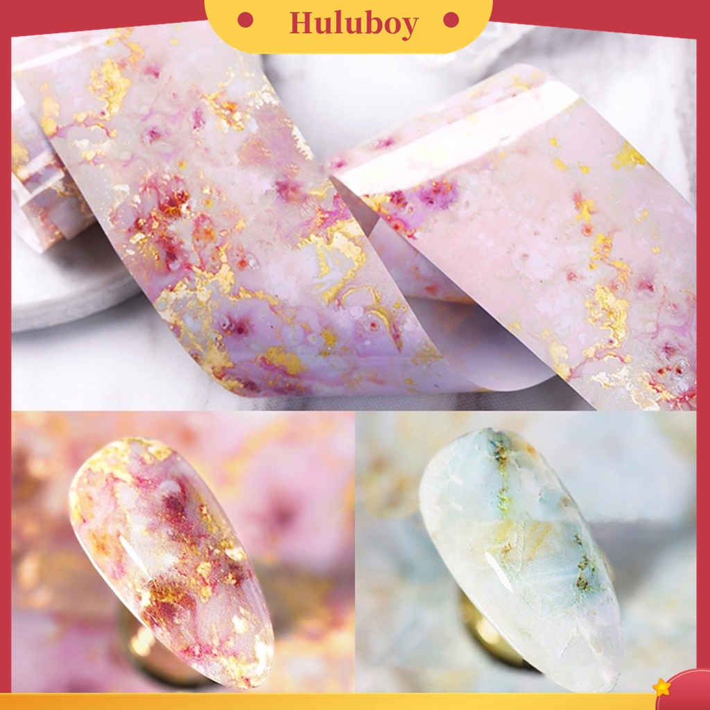 Huluboy Huluboy♡ 10 Rol / Kotak Stiker Kuku Motif Print Warna-Warni Bahan PVC Untuk Aksesoris Manicure Wanita