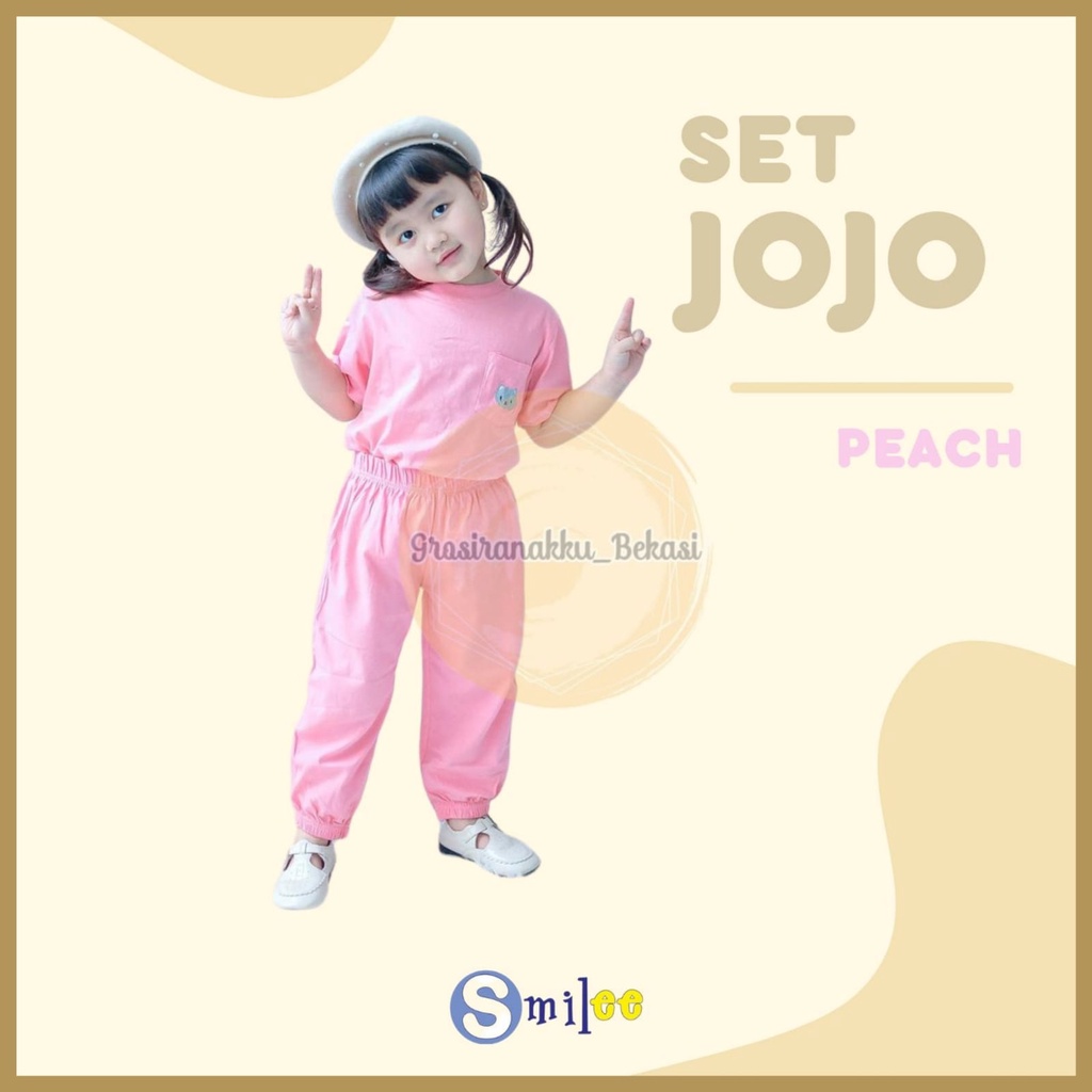 Setelan Anak Unisex Smilee Jojo Warna Peach Size 1-5Tahun