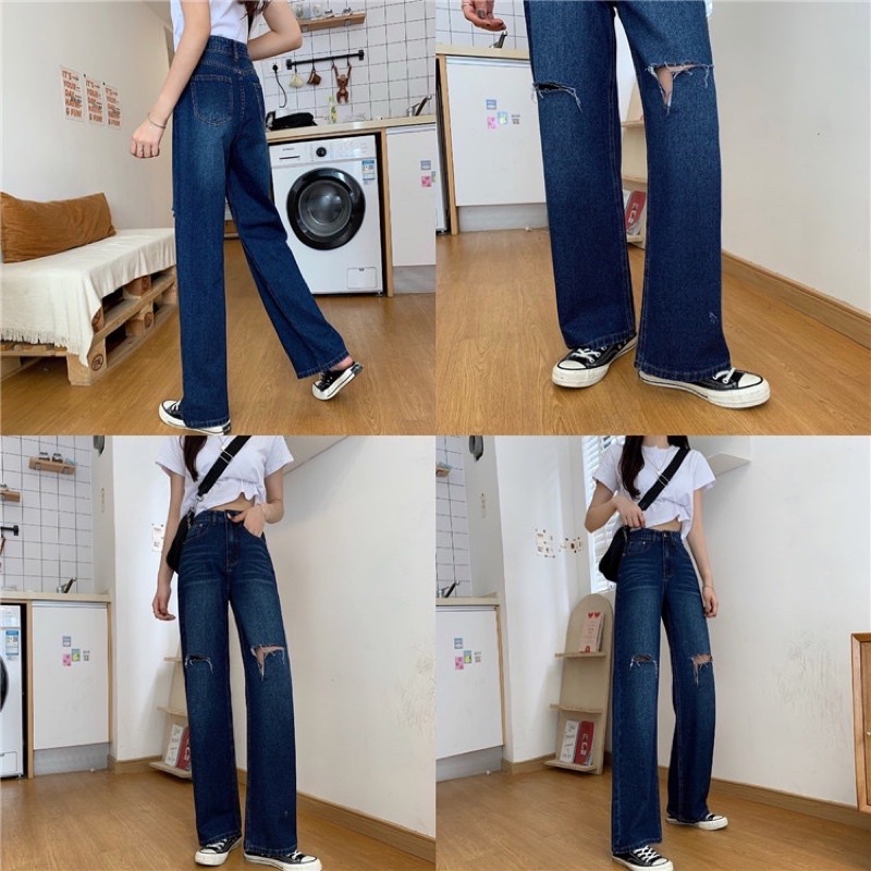 CLOTHIER - Cami Baggy Ripped Jeans | Unisex Light Medium Dark Blue Wide Leg Denim